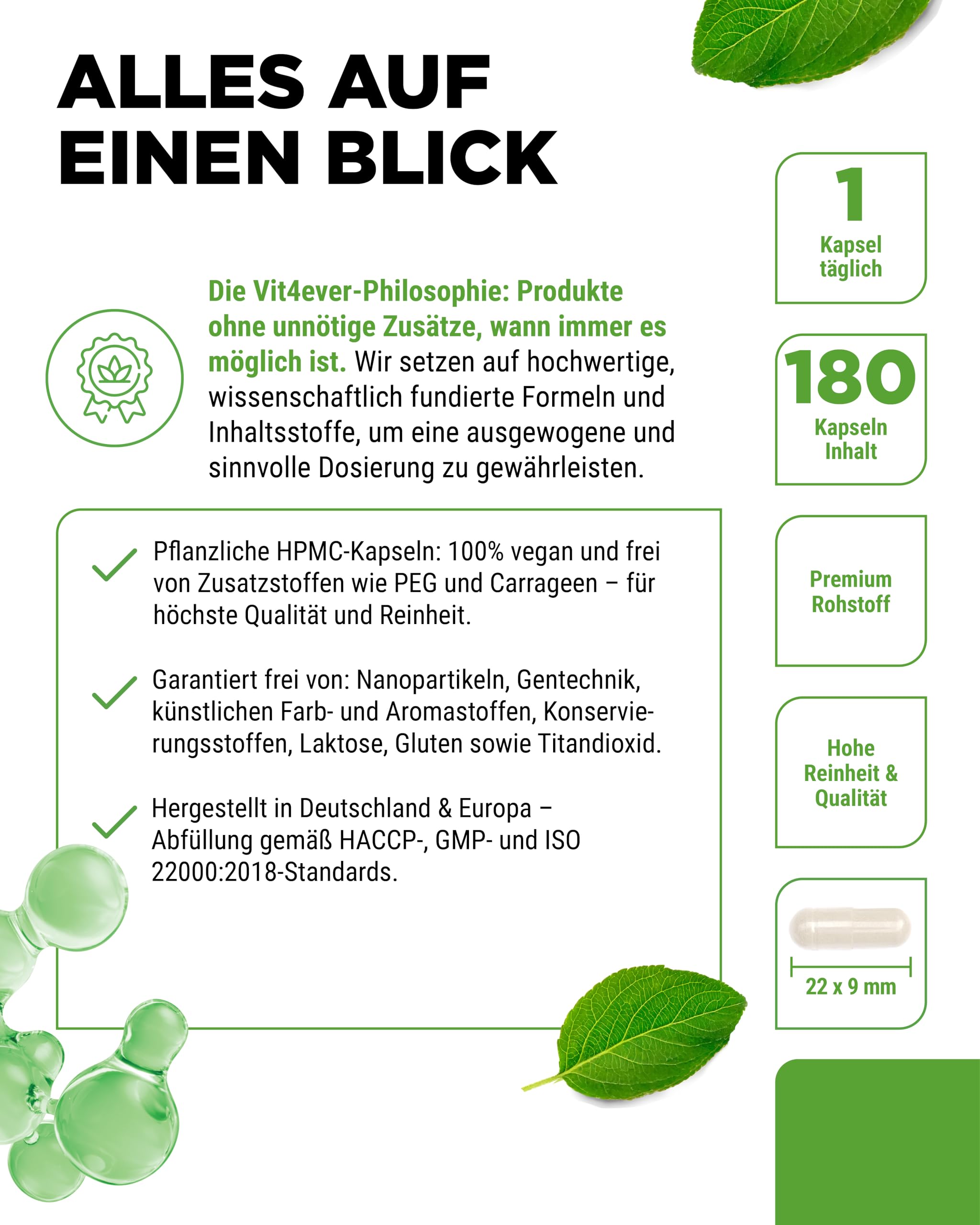 vit4ever CDP Cholin (Citicolin) 250 mg - 180 Kapseln - hochdosiert & bioaktive Cholinform - vegan, ohne unnötige Zusätze
