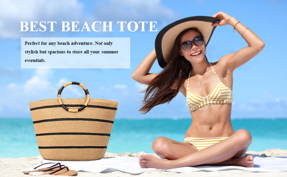 Bolso de playa tejido grande para mujer miniatura 7