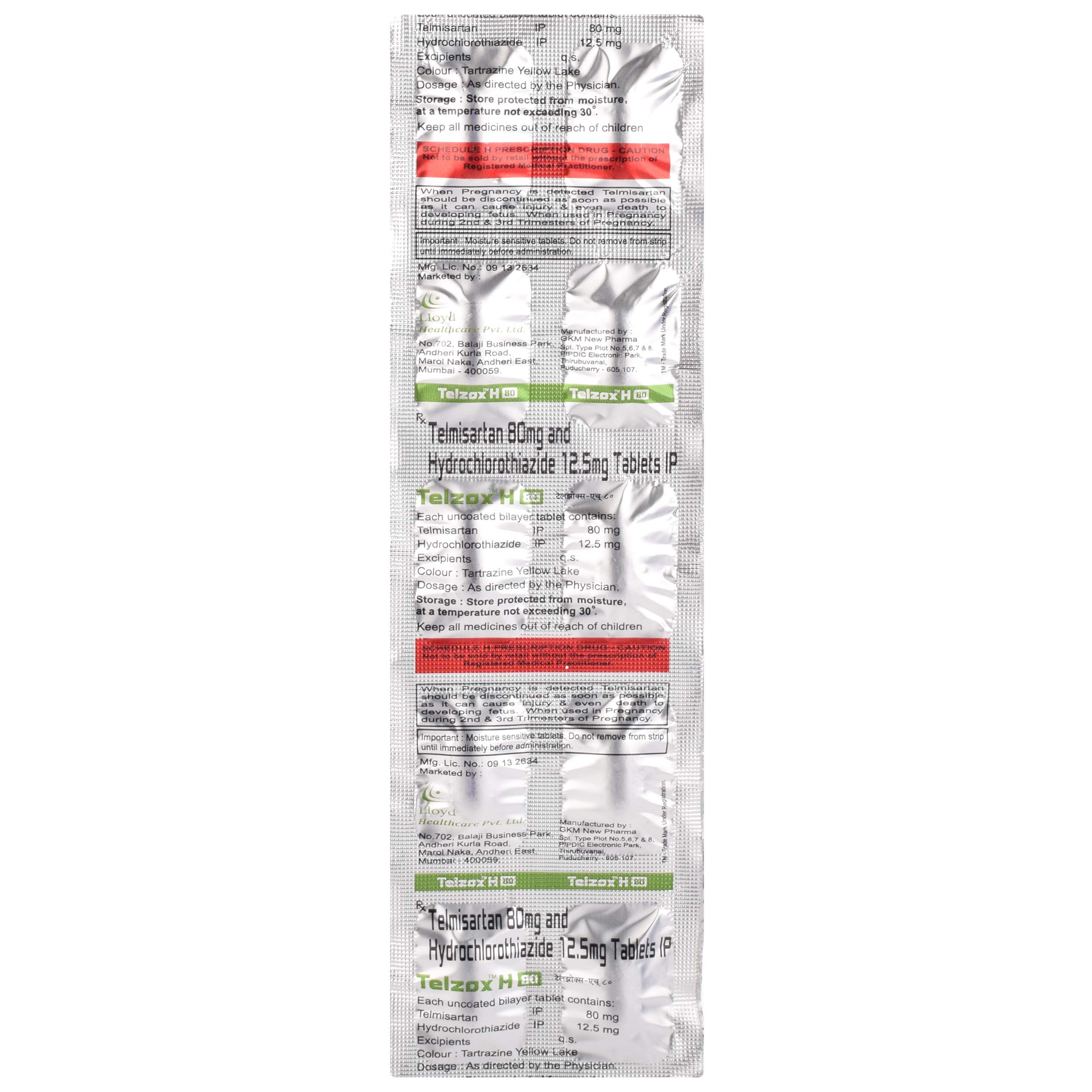 Telzox H 80 - Strip of 10 Tablets