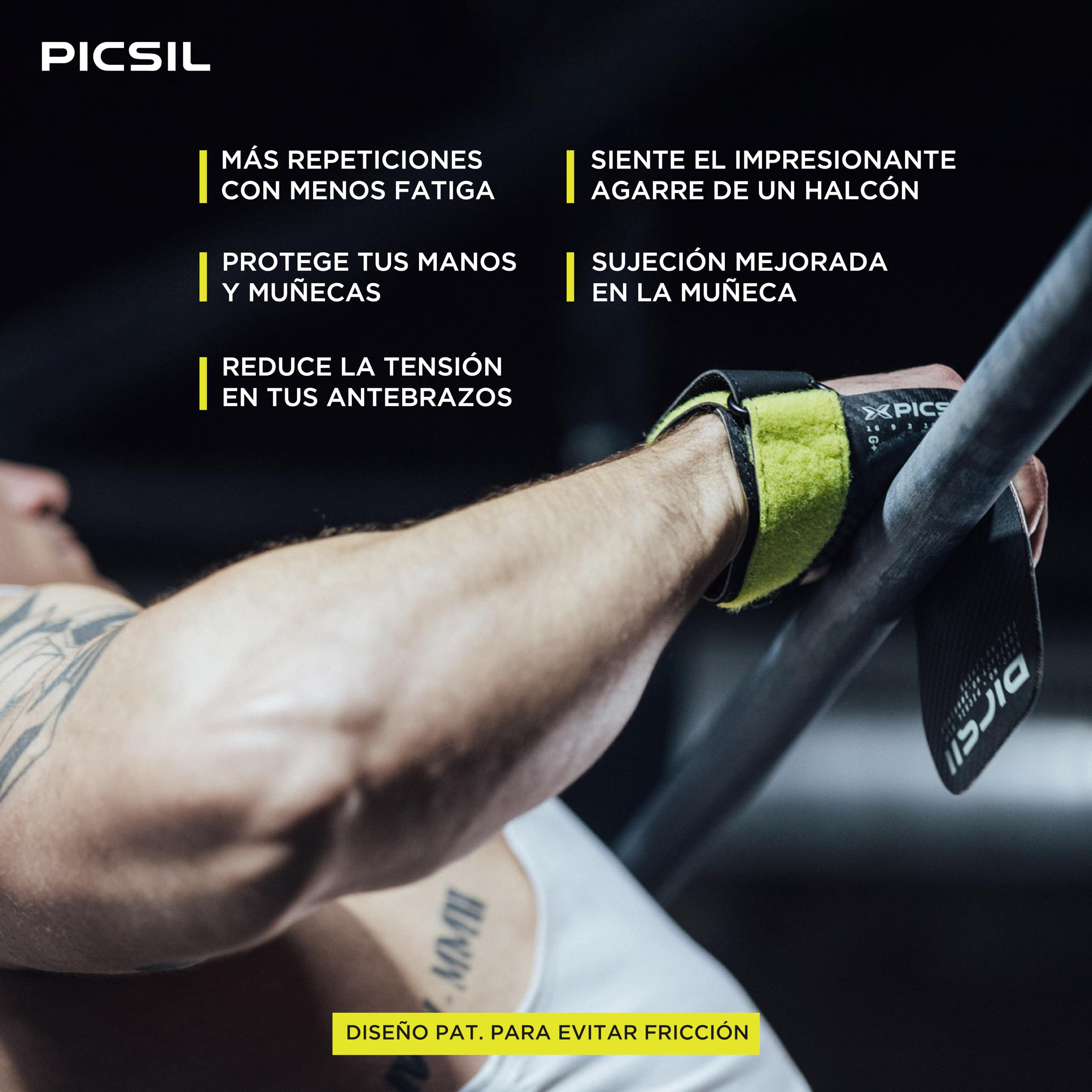 PICSIL Hawk Grips - Calleras Sin Magnesio, Agarre en Barras Limpias, Triple Capa, Incluye Muñequeras y Bolsa Transpirable — view 3