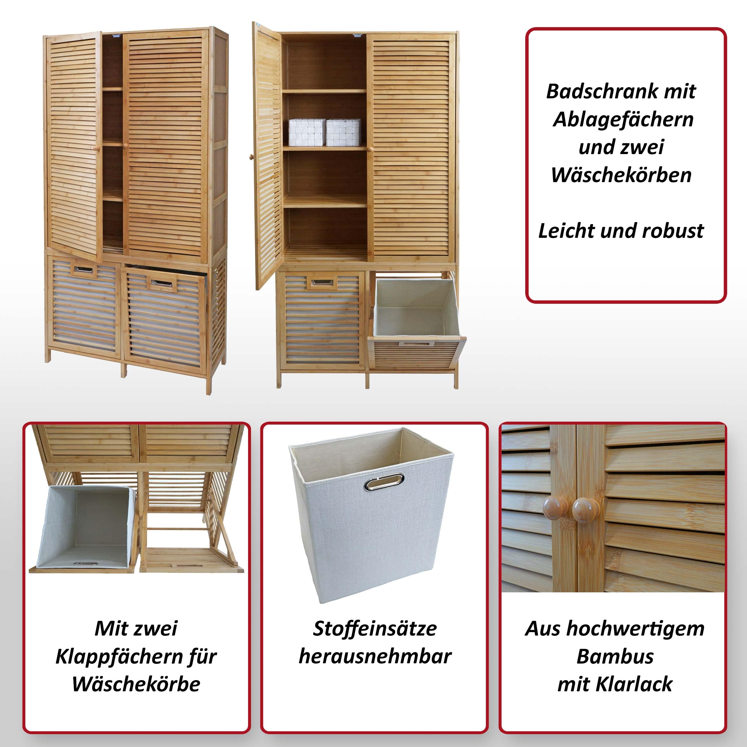 Badkamerkast bamboo lichthout LEHI