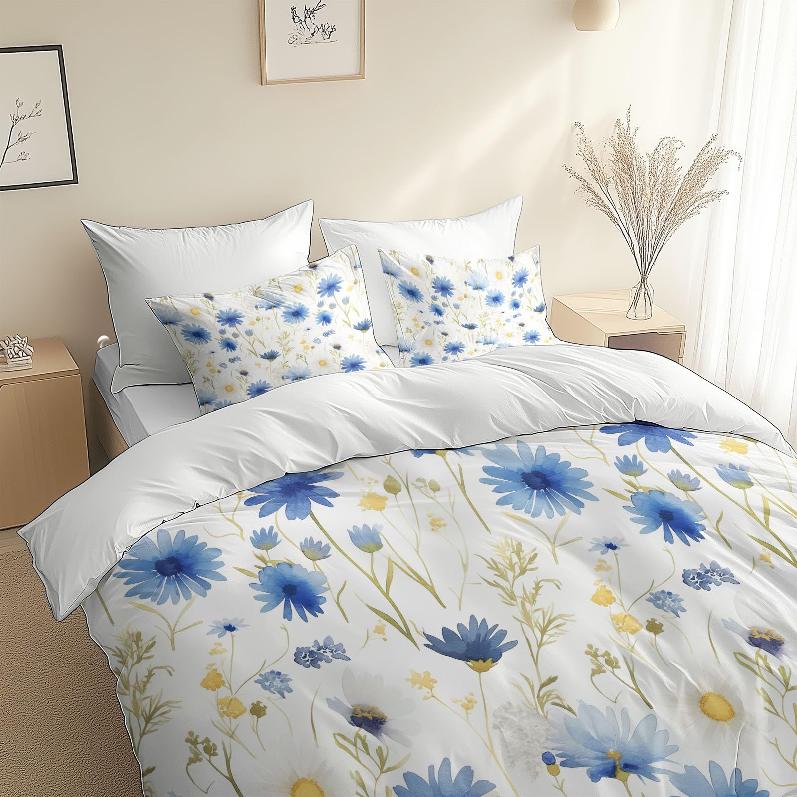 Housse de couette marguerite bleue réversible pour illuminer la chambre d'enfant avec fraîcheur