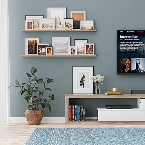 Miniatura 3 de Wallniture Denver - Estantes flotantes de 48 pulgadas para marcos de fotos, decoración de pared, repisa de fotos, sala de estar, decoración de