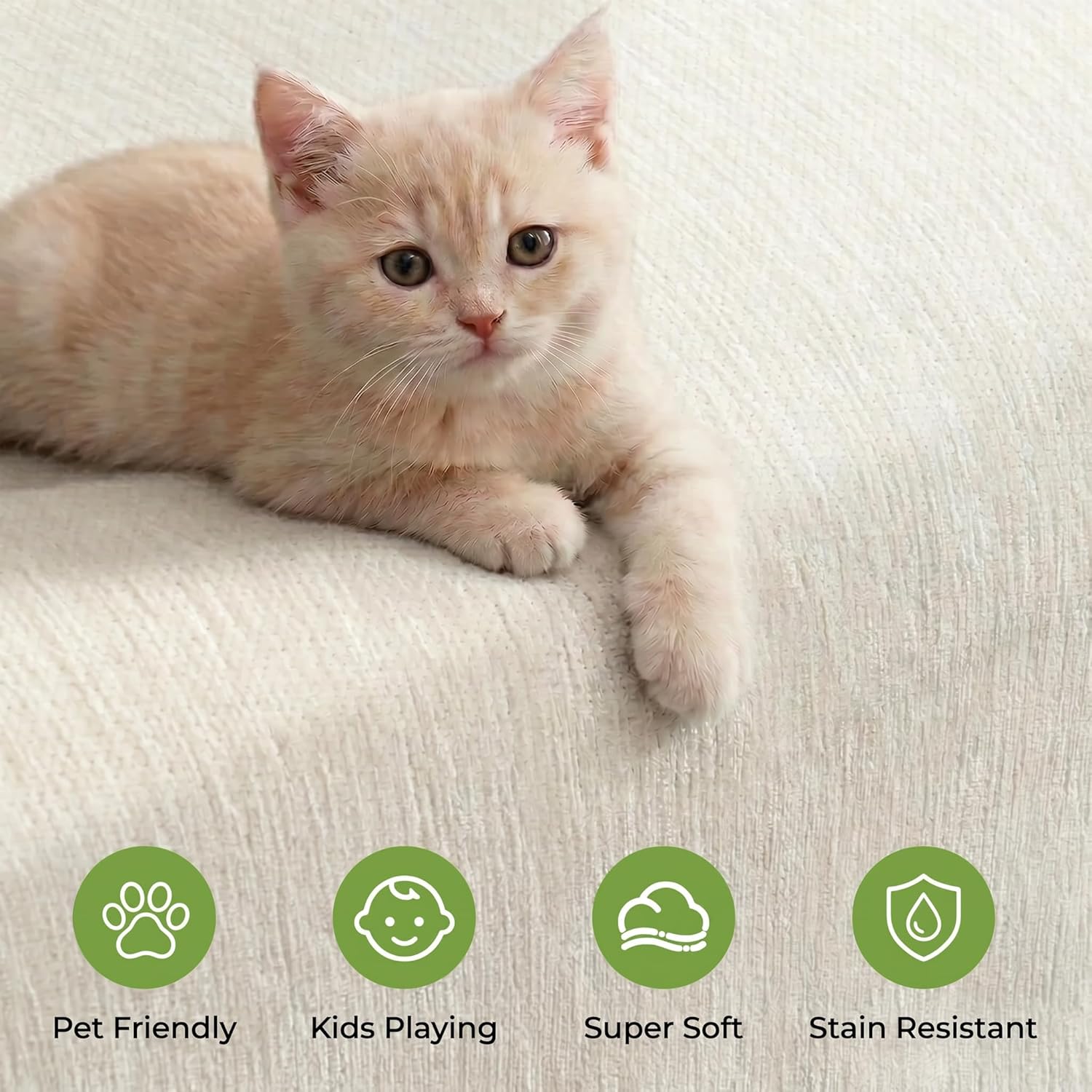 Cream White Couch Cover Blankets for Sofa,Thick Chenille Sofa Covers for Pets,Throw Covers for Sofa Waterproof Couch Cover for Loveseat Sectional Slipcover Home Decor Living Room 91"X134"