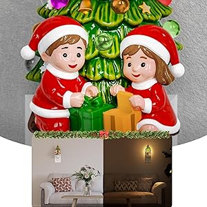 Briignite Christmas Tree Night Lights for Kids, Night Light Plug into Wall 3000K Warm White LED, Gift Box Design Night Light for Children's Room, Nursery, Bedroom, Christmas Decor
