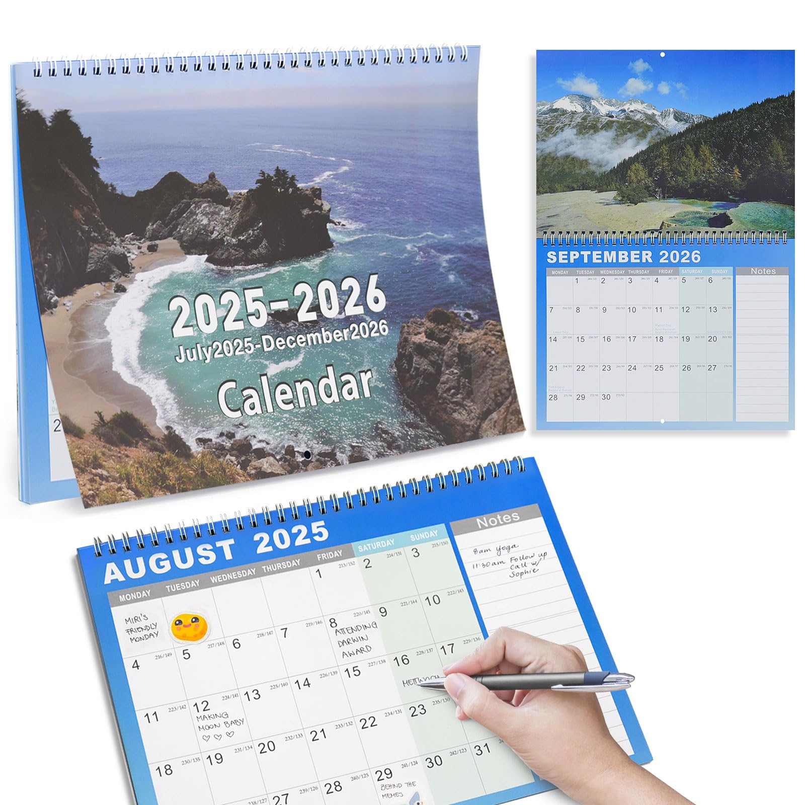 A3 Family Calendar 2025 Wall Calendar,July 2025 to December 2026,Monthly Planner 18 Months Large Hanging with Lanyard and Stickers, 42 30 CM (Island Landscape)