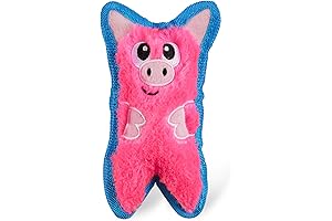 Outward Hound Durablez Tough Plush Squeaky Pig Dog Toy, Pink, XS