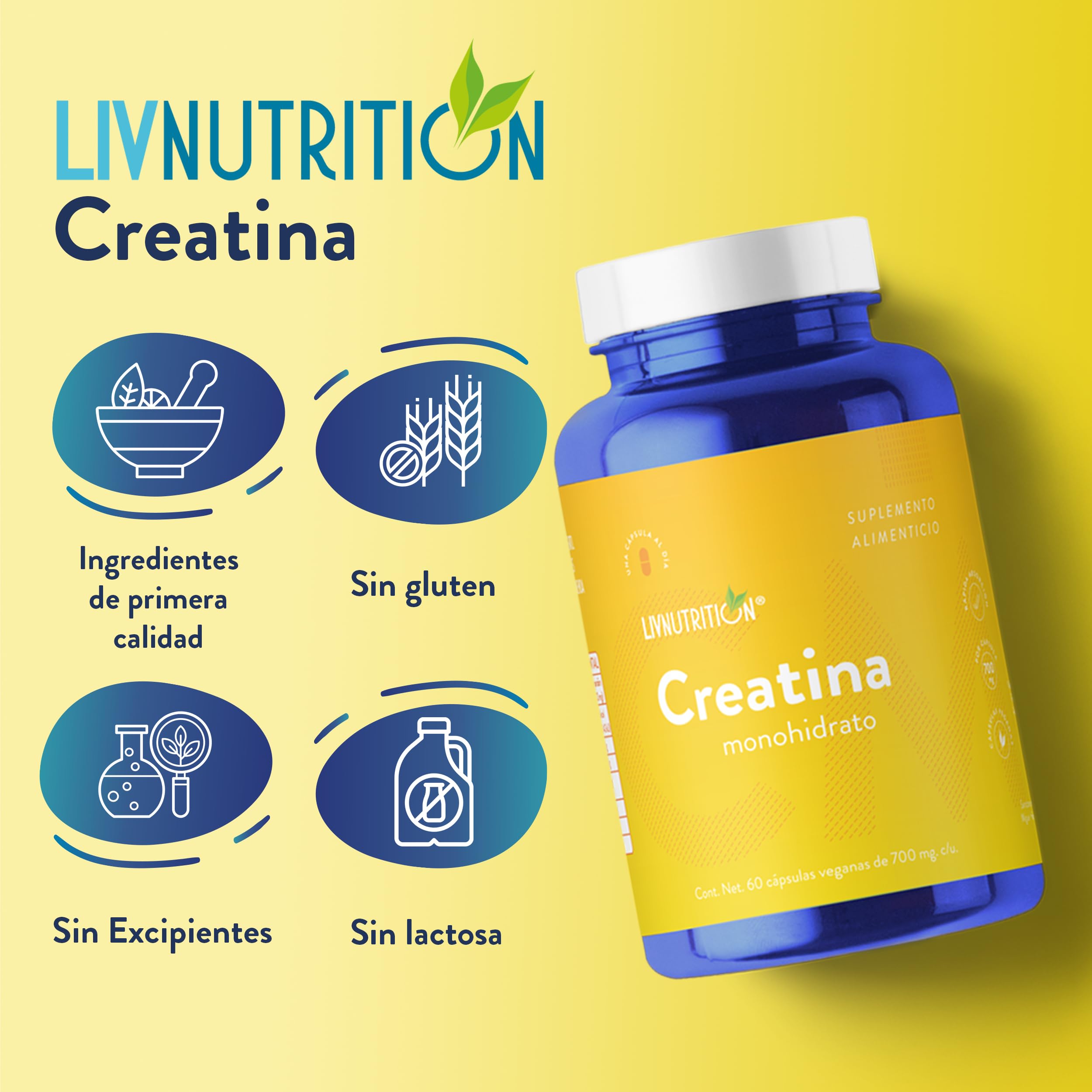 LIV NUTRITION | Creatina Monohidratada 700 Mg Pack x2 | 60 Cpsulas por Pack | Veganas Sin Azcar Y Sin Gluten | Suplemento Alimenticio Pre Workout : Amazon.com.mx: Salud y Cuidado Personal LIV NUTRITION | Creatina Monohidratada 700 Mg Pack x2 | 60 Cpsulas por Pack | Veganas Sin Azcar Y Sin Gluten | Suplemento Alimenticio Pre Workout : Amazon.com.mx: Salud y Cuidado Personal