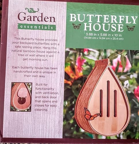 Miniatura 3 de Garden Essentials Casa de mariposa de bambú colgante de 10 pulgadas - Puerta de apertura en la parte trasera