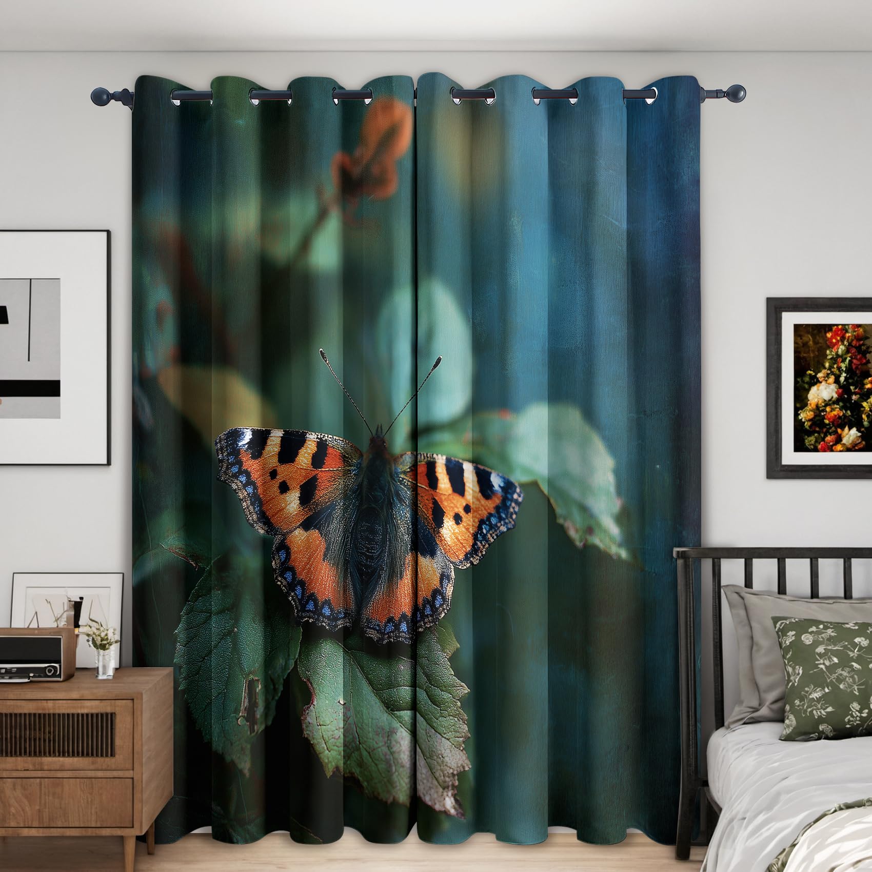 Generisch Schmetterling Vorhänge 2er Set, H 260 x B 140 cm Deko
