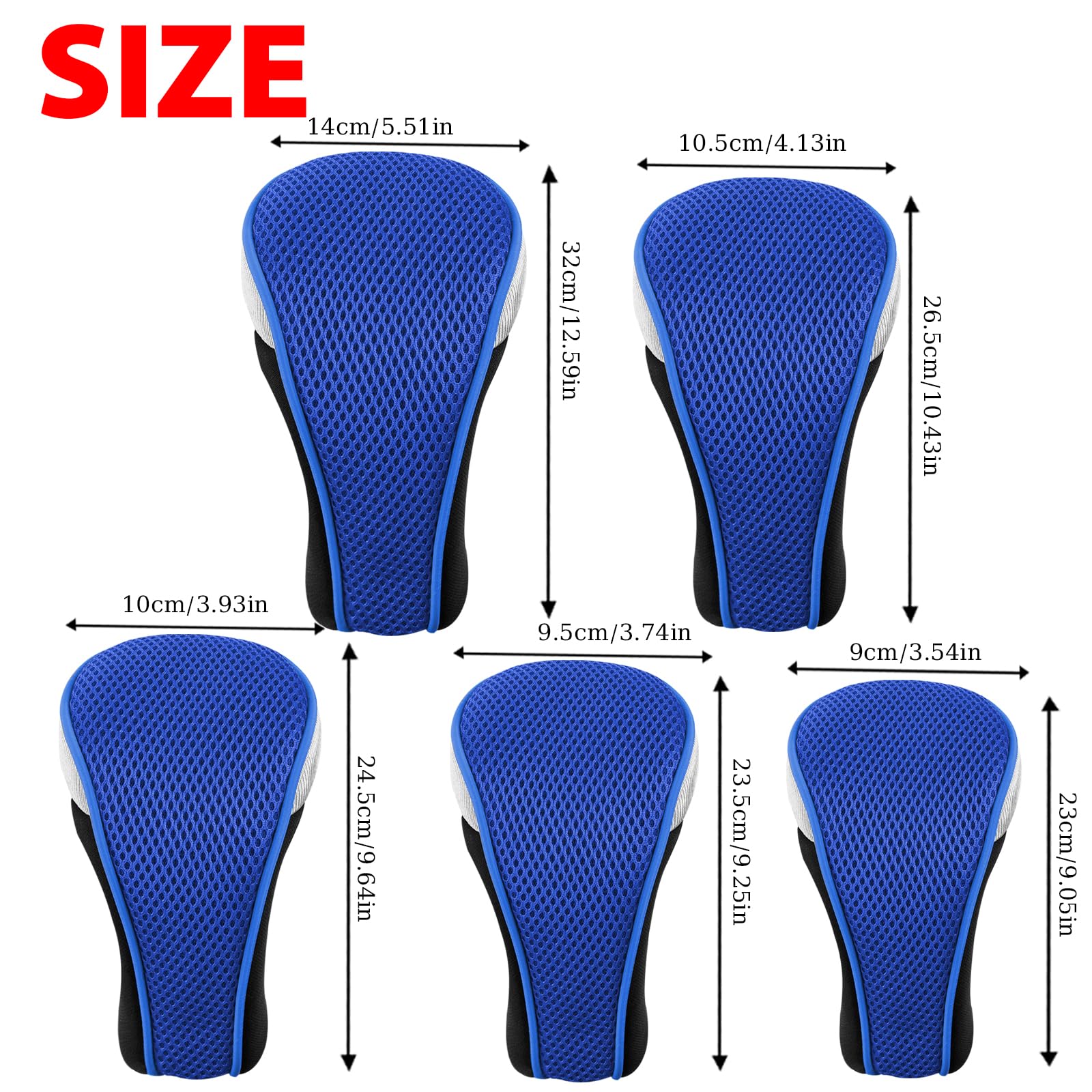 Andux Mazze Coprimazze da Golf 460cc Driver Fairway Copritesta 5 Pezzi/Set Collo Corto Verde