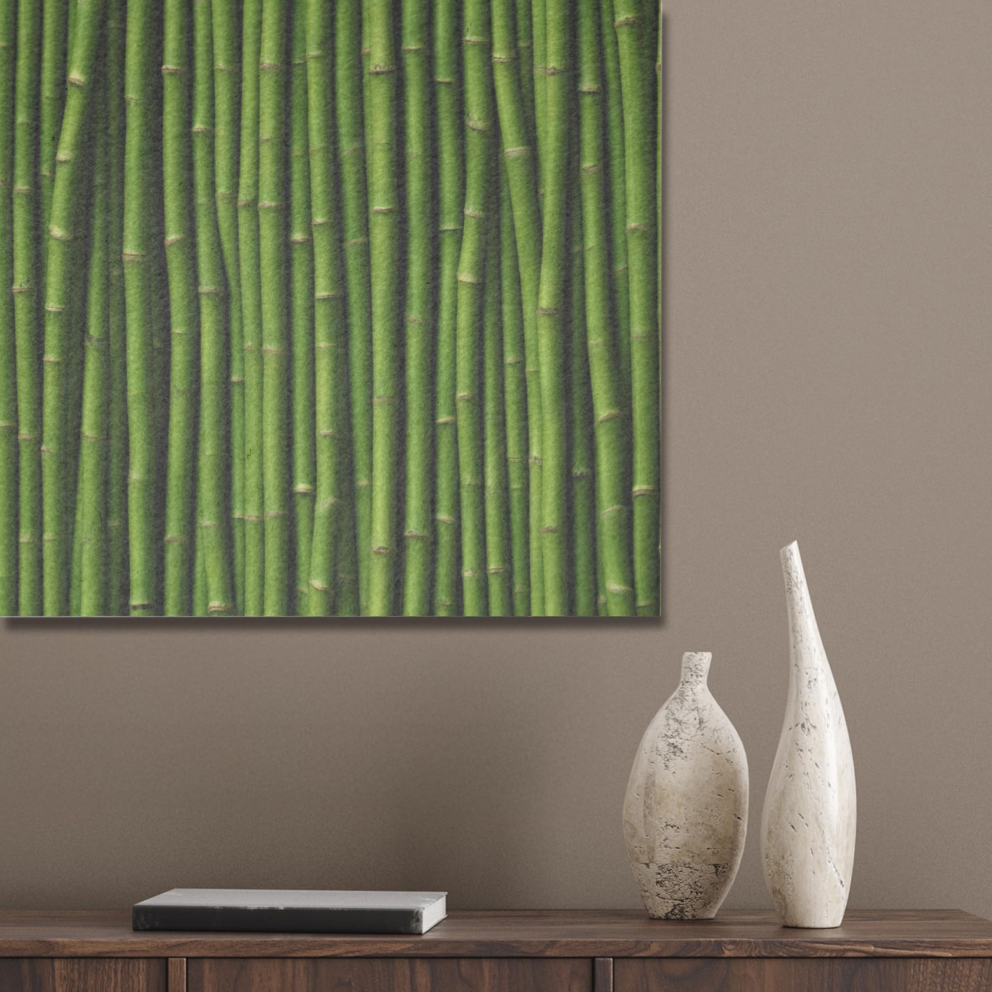 MuchoWow© Paneles Acusticos Decorativos 100x70 cm Acoustic Panel Acustico Decorativo Aislante Insonorizacion Decoracion Habitacion Diseño Moderno InsonorizarCurvo - Varillas - Verde - Bambú