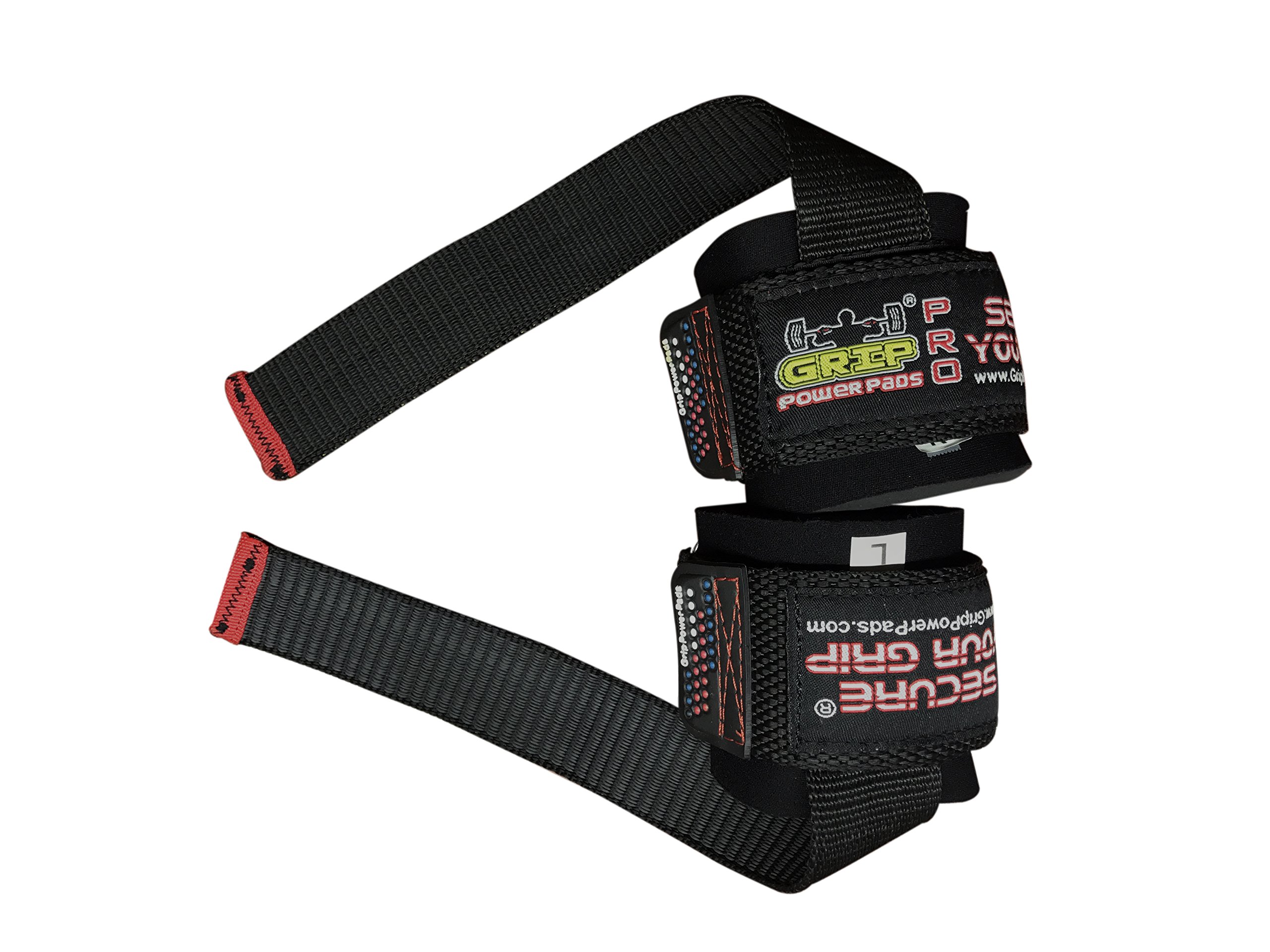 Las mejores correas de levantamiento de peso, acolchadas de neopreno, 1 par de muñequeras y correas de sujeción de goma con revestimiento de algodón de goma en un lado, Rubber Side Face The Bar