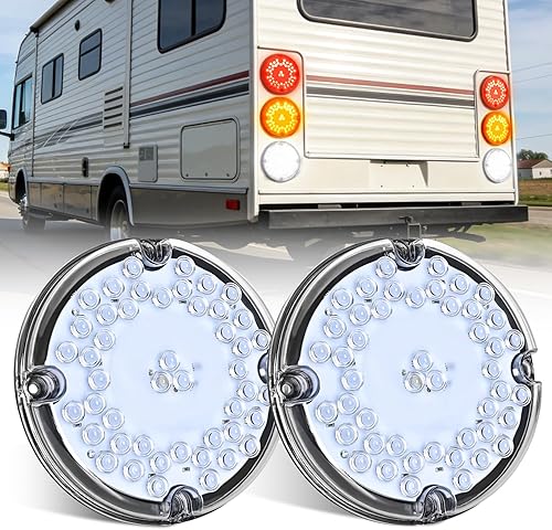 Miniatura 25 de Nilight 4 unidades de 4 pulgadas, 12 LED, luces redondas traseras, de freno, giro, marcha atrás, con ojales de montaje en superficie, enchufes IP67