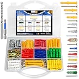 Drywall Anchors and Screws Assortment Kit, 312Pcs 11 Sizes Plaster Wall Anchors and Screws Kit with Bit Included, Wall Hanging Kit for Pictures, Frame, Shelves, Mirrors