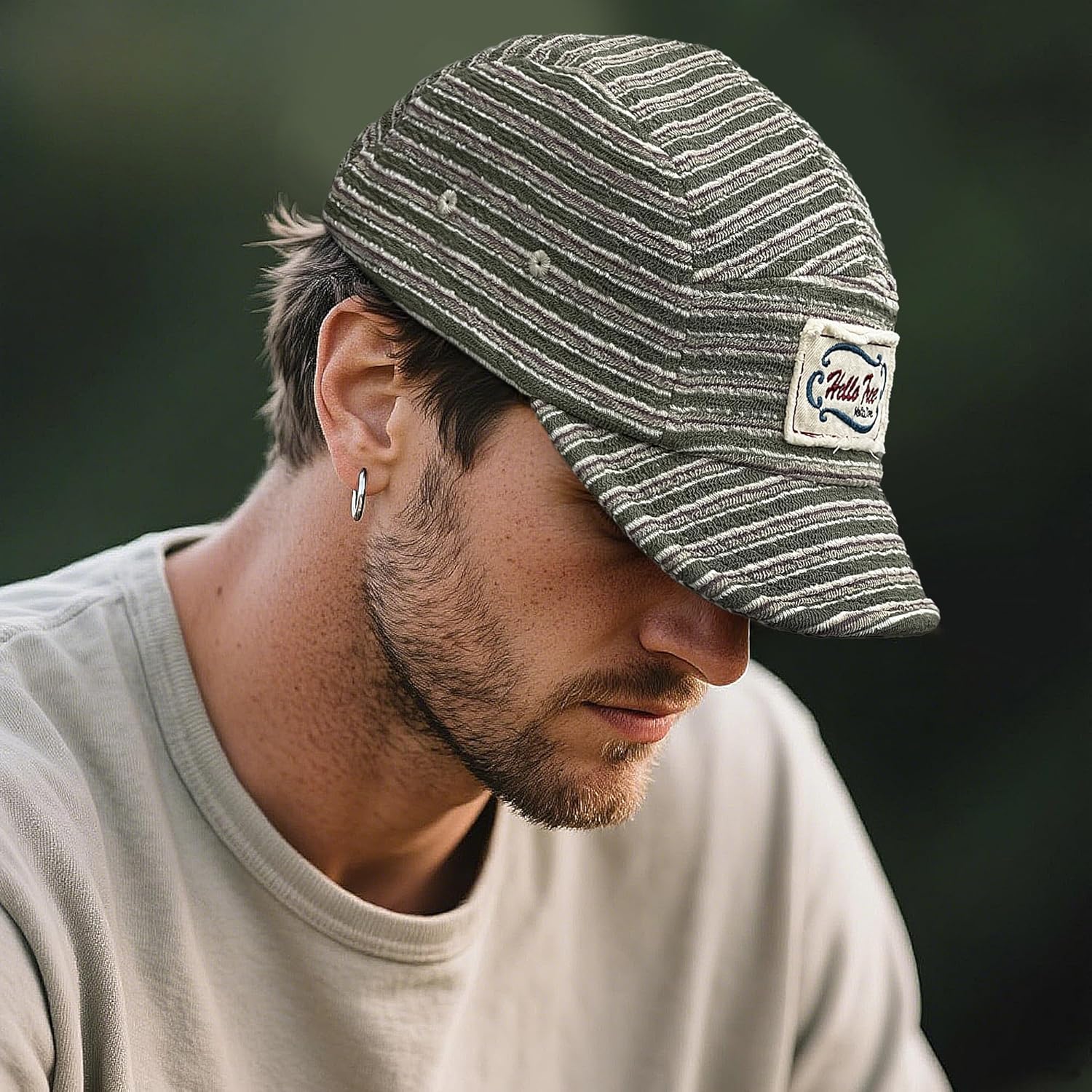 Croogo Short Brim 5 Panel Hat Vintage Striped Style Unisex Baseball Cap with Flat Bill Unstructured Low Profile Hat - Image 2