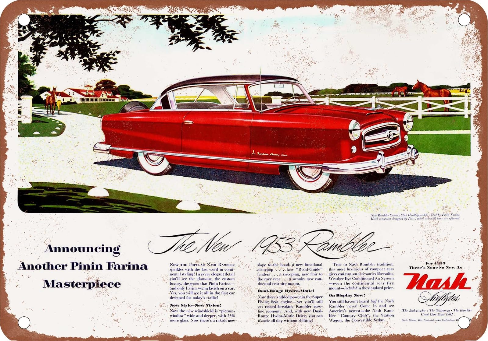 METAL SIGN - 1953 Nash Vintage Ad 02 - Old Retro Rusty Look home decor