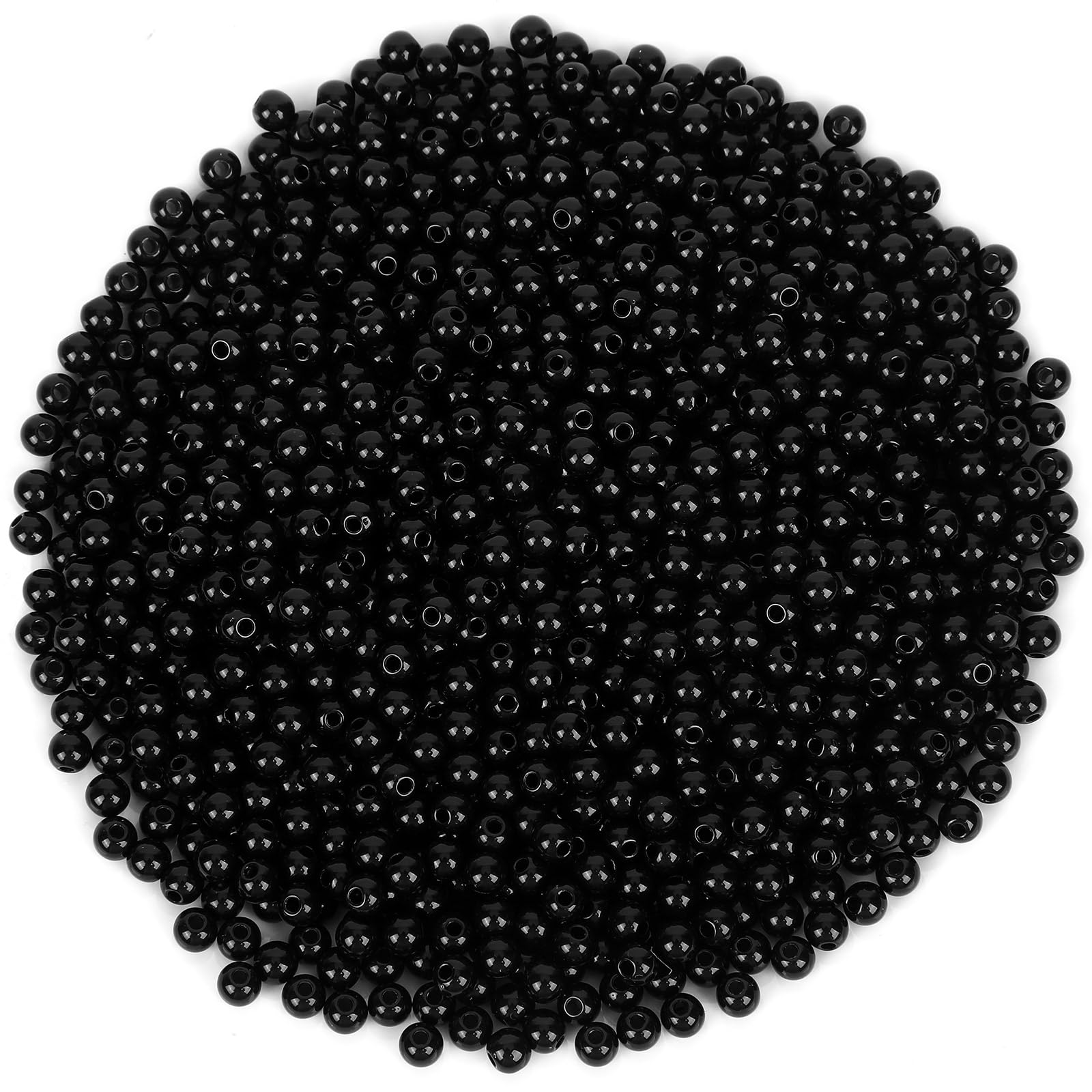 DECYOOL Black Beads, 1200Pcs 6mm Black Spacer Beads Round Smooth Loose Ball Beads for Bracelet Craft