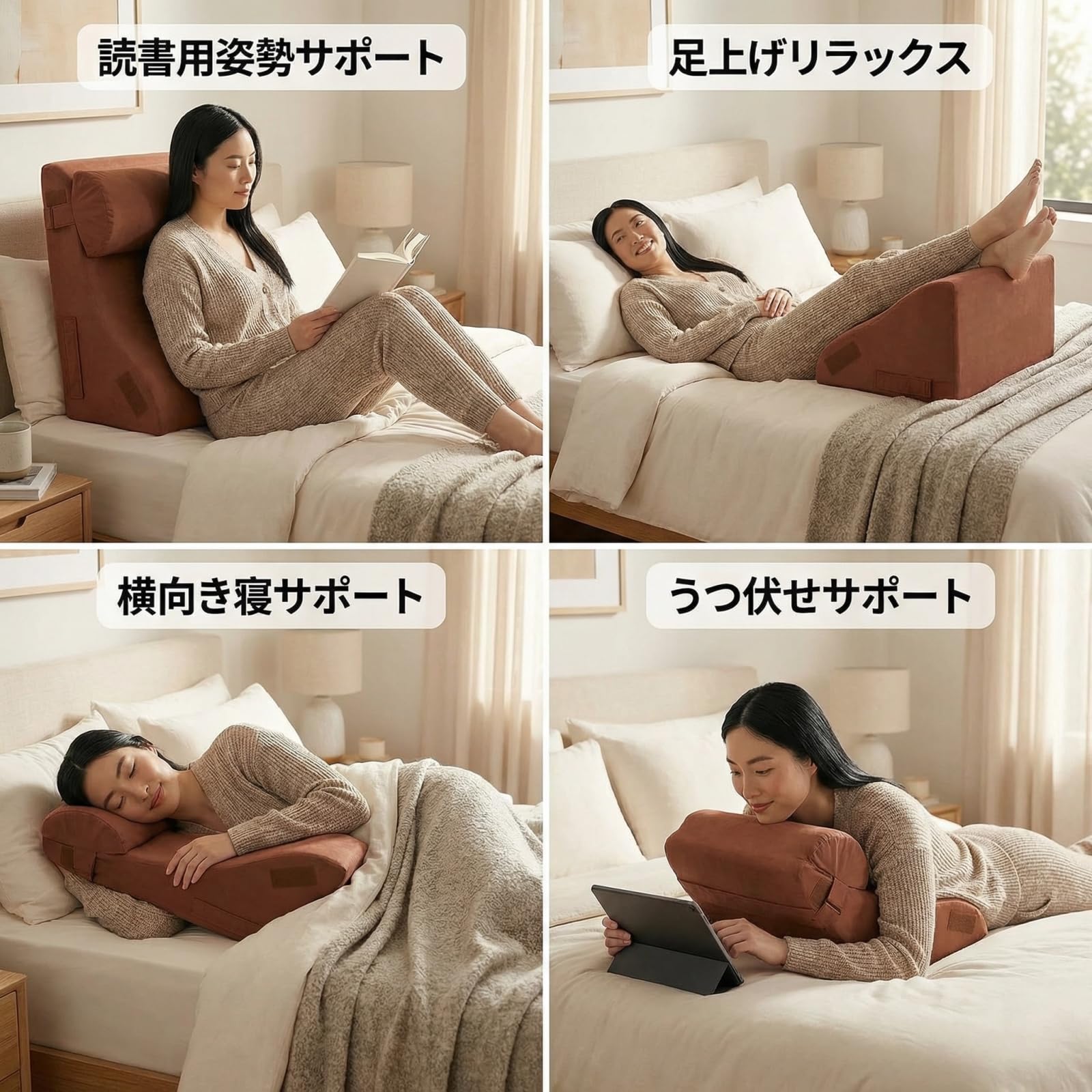 Amazon｜背もたれ クッション ソファー ベット用 三角枕 傾斜枕 ひとを