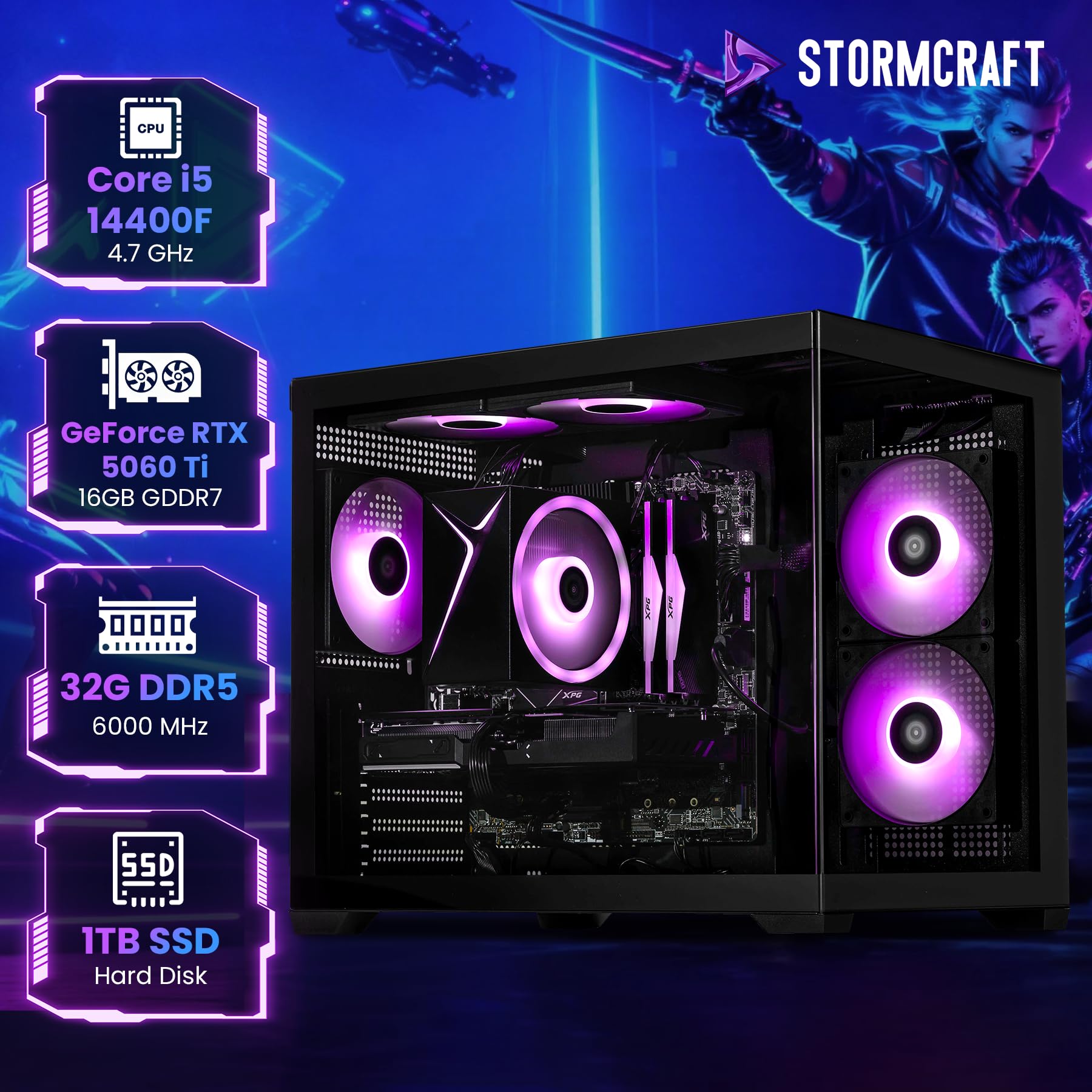 Amazon.co.jp: STORMCRAFT Sirius Gaming PC i5 14400F, RTX 5060 Ti