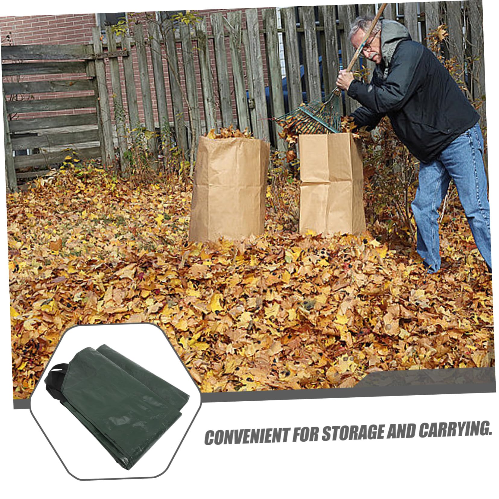Paquet de Ramassage des Feuilles Pliable Vert Pe Robuste pour Jardin