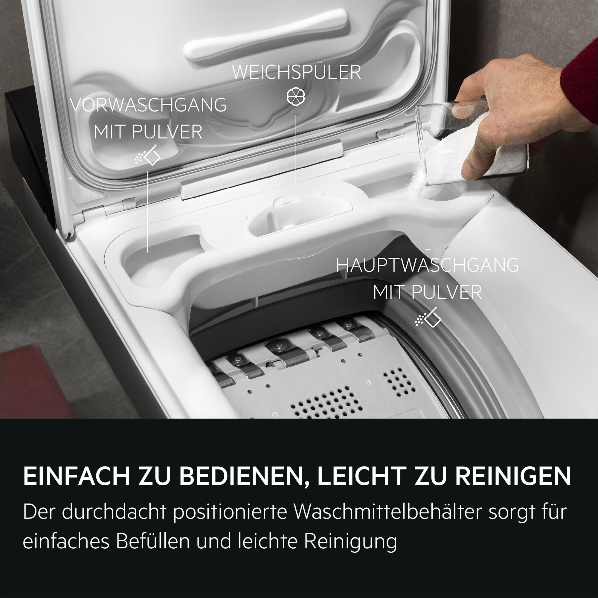 AEG Waschmaschine Toplader 40 cm, Serie 6000 mit KI WashAssist, LTR6A4E260 | 6 kg in 45 Min. bei 30 °C sauber, Nachlegefunktion, Wasserstopp, 1200 U/min, Hygiene-Dampfprogramm, Inverter-Motor