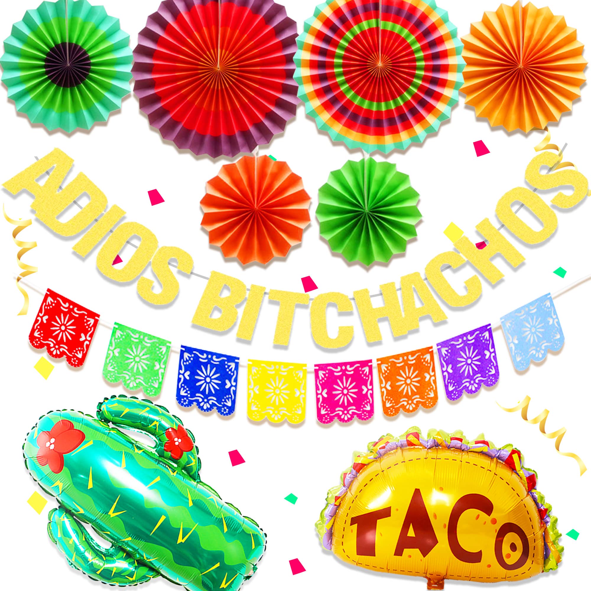 JeVenis Adios achos Decorations Adios achos Banner Balloons Mexican Retirement Party Decorations Going Away Retirement Farewell Graduation Divorce Party Supplies