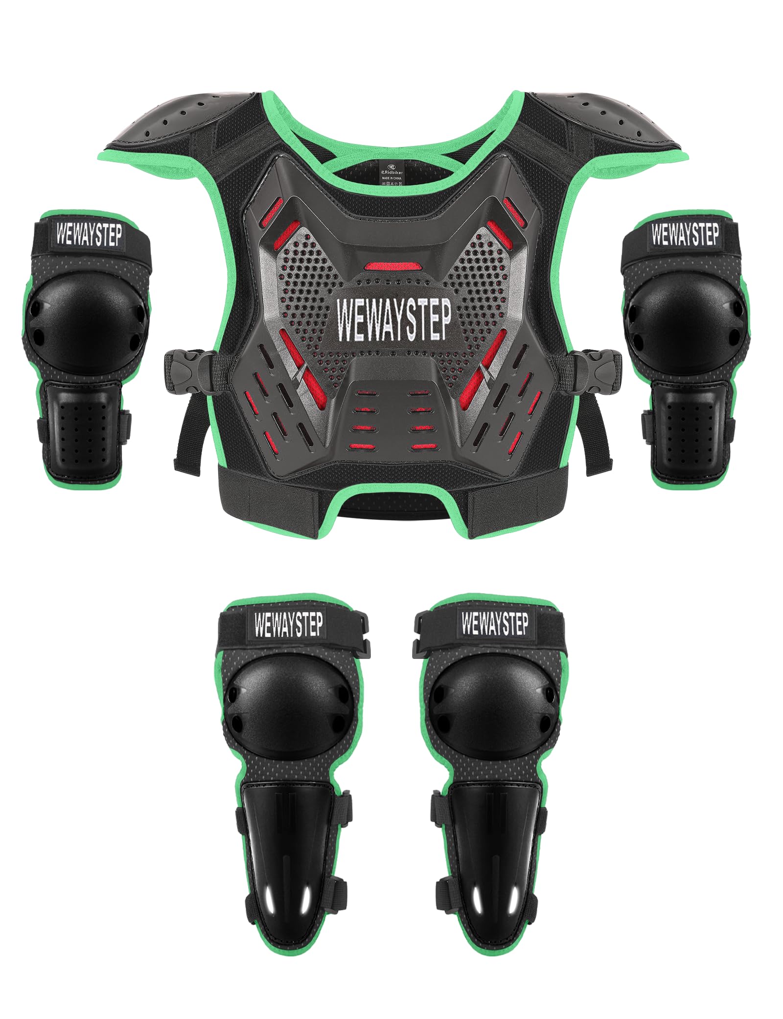 Kids Chest Protector Motocross Armor Vest with Knee, Shin &amp; Elbow Pads