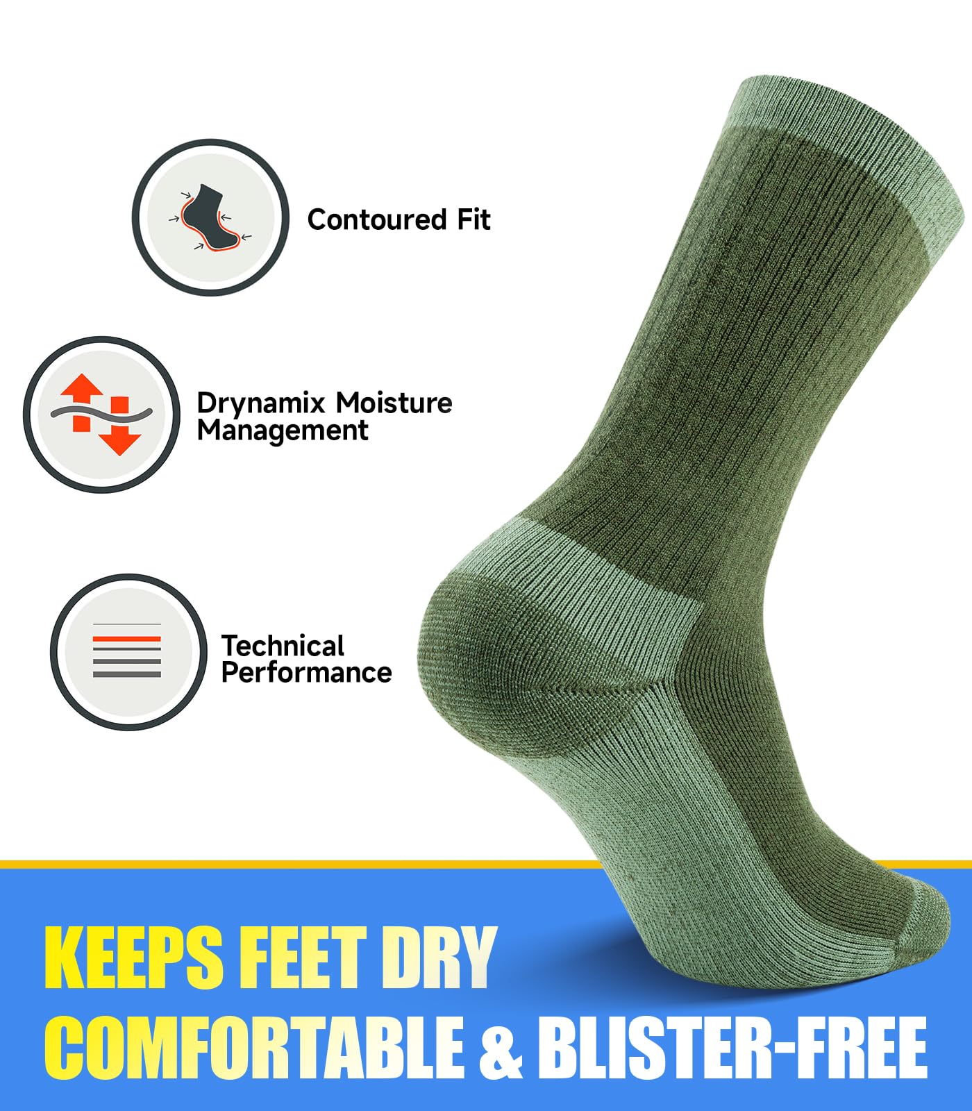 PULIOU Socken für Herren und Damen, thermisch, warm, Winter, Merinowolle, Kissen, feuchtigkeitsableitend, atmungsaktiv, Multipack, Wandern, Wandern, 3 Paar