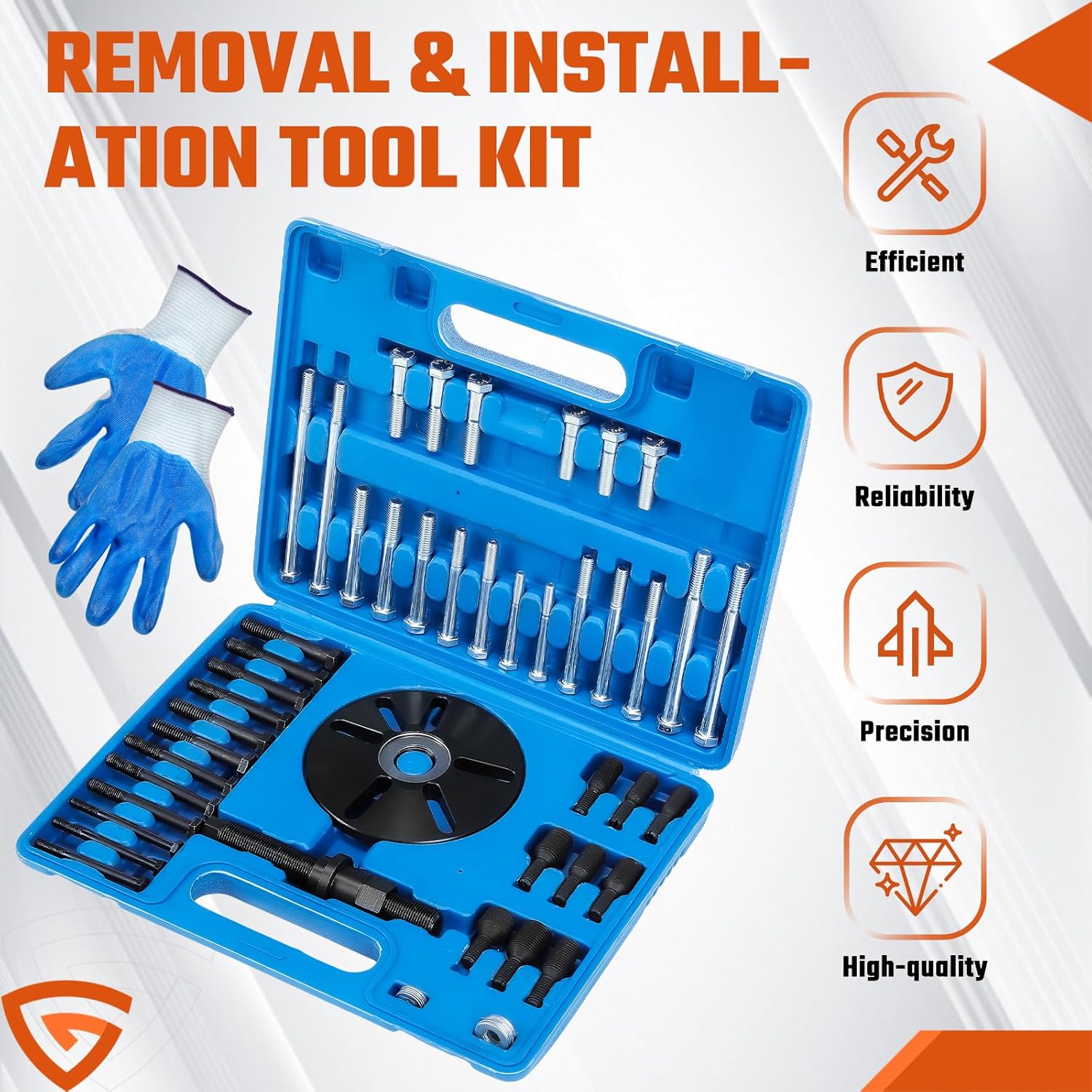 59 Pcs Harmonic Balancer Puller Removal & Installation Tool Kit, Flywheel Remover, Crankshaft Pulley Removal Steering Wheel Pulling Set, Compatible with Buick Regal, Lacrosse GL8, Firstland