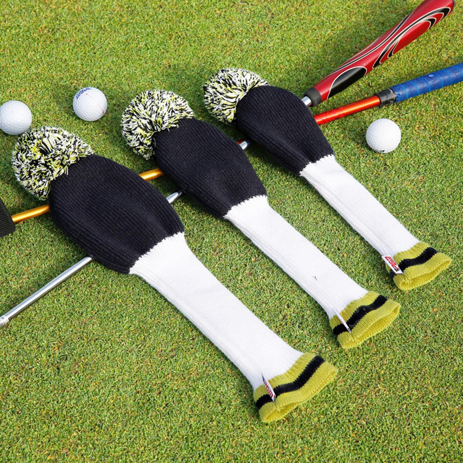 Hybrid-Golf-Kopfbedeckung - 3 Stück 12x8 cm Strickschutzmanschette, weiche und leichte Kopfbedeckung, elegantes Strickdesign, strapazierfähiges Material, einfach zu tragen | Zubehör