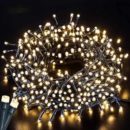 Guirnalda de luces a pilas, 132 pies, 300 LED, 8 modos de luces impermeables para exteriores e interiores, cuerdas de luz decorativas para bodas,