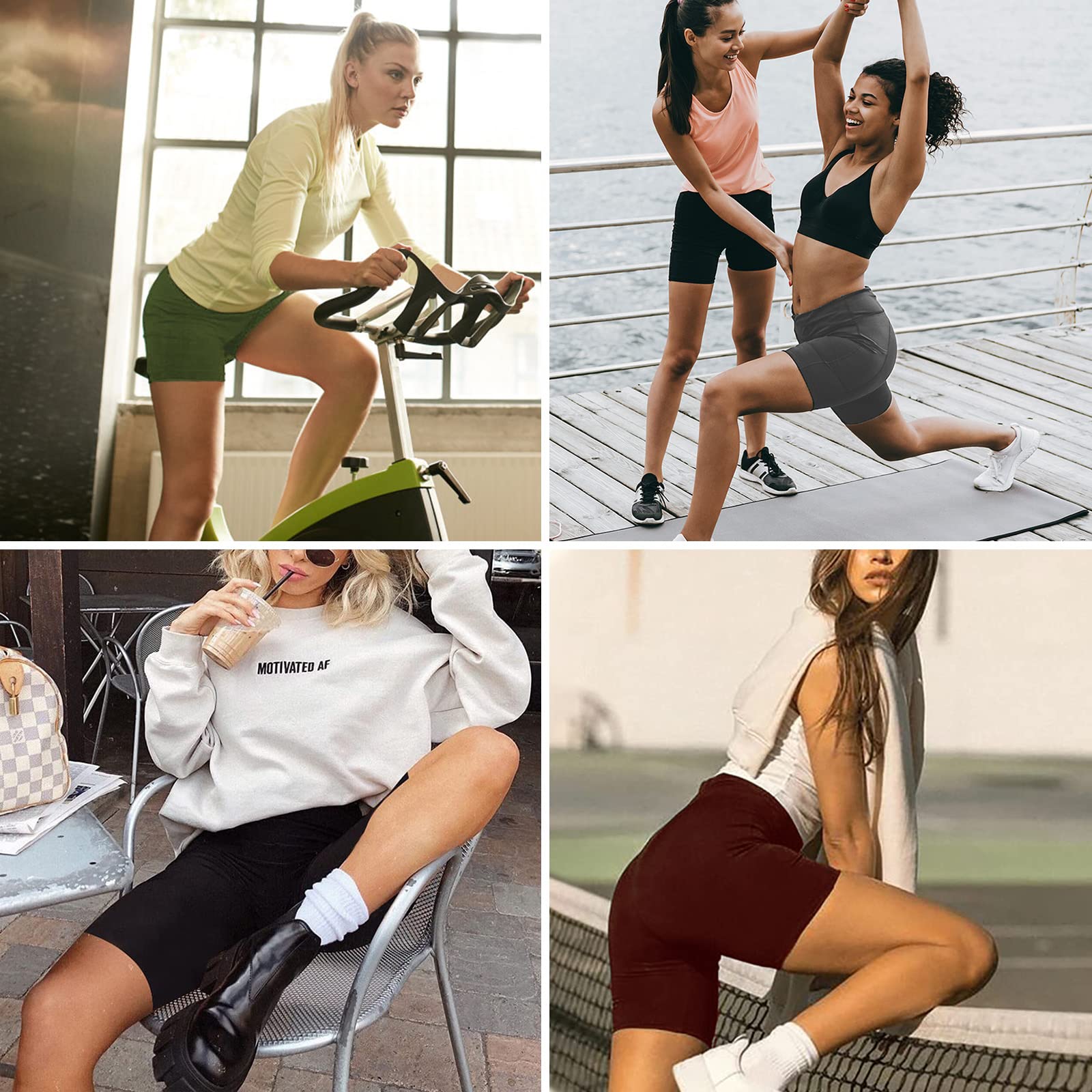 UUE Spodenki rowerowe damskie, wysoka talia, kontrola brzucha, ultra miękkie spodnie do biegania, jogi, sportowe spodenki na siłownię, legginsy z bocznymi kieszeniami