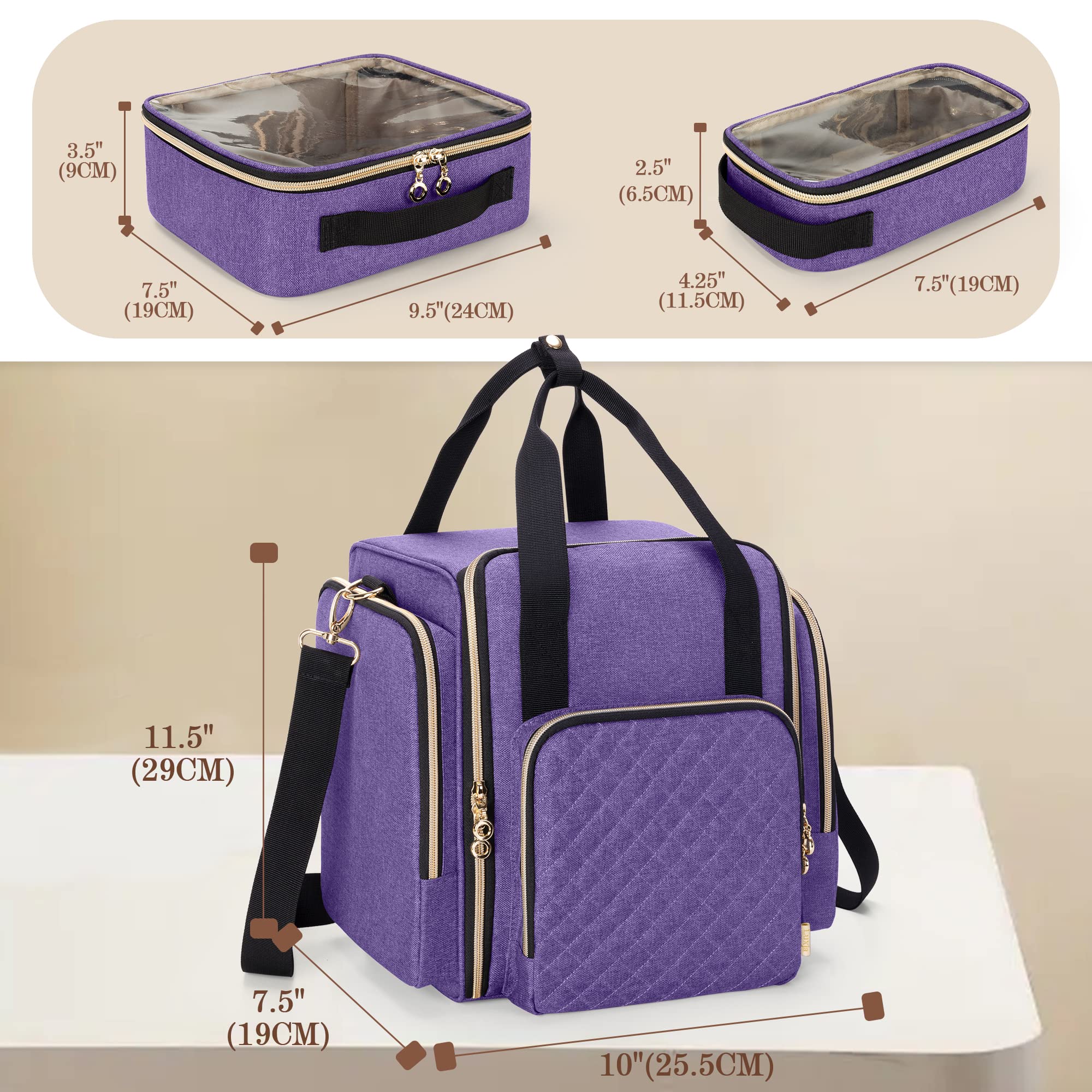Luxja Bolsa de Maquillaje de Viaje con 4 Estuches Extraíbles, Bolsa de Cosméticos con Varias Secciones de Almacenamiento, Estuche de Maquillaje (Solo Bolsa), Púrpura