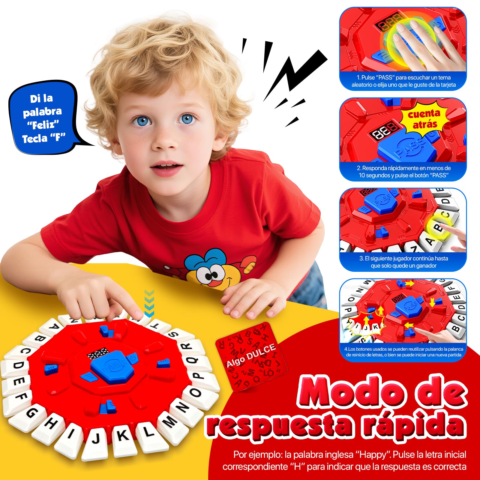 RoserRose Juego de Mesa en Español, Juego de Palabras, 2 Modos de Juego, 35 Tarjetas (140 Categorías), Portátil y Educativo, Ideal para Familias y Fiestas (A)