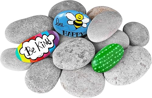 Miniatura 1 de River Rocks para pintar, 15 piezas grandes de 2 a 3 pulgadas, planas, lisas, piedras para pintar para niños, manualidades, pintura a granel