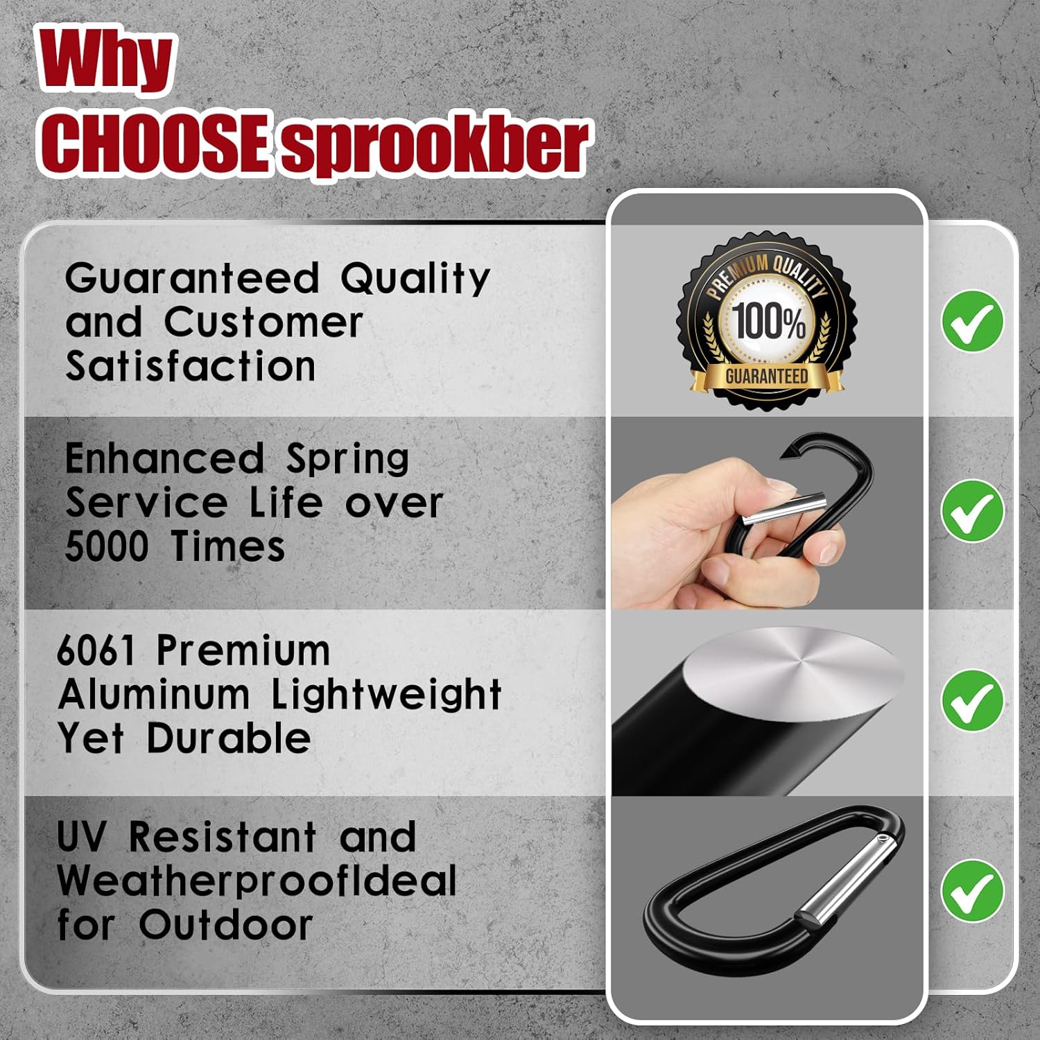 sprookber 4" & 5" Extra Large Aluminum Carabiner D Ring, Caribeener Clips, Spring Snap Hook for Keychain Clip, Set of 4 - Image 6