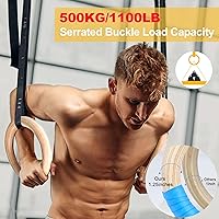 Vista 2 de ZILLEEN Wooden Gymnastics Rings 1.25" Olympic Rings with Adjustable Straps for Pull Up Bar Exercise Men Gym Kids