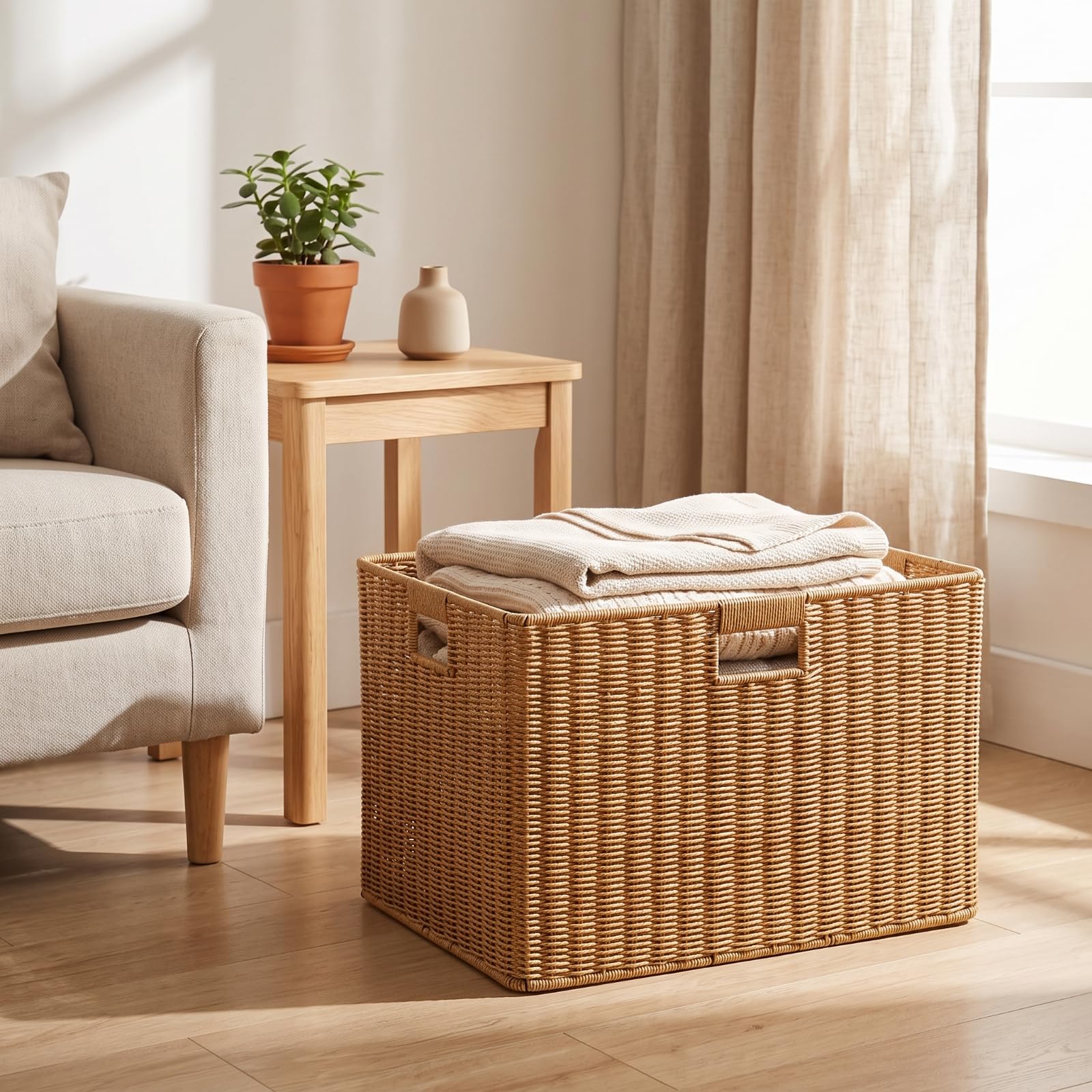 Cesta con Tejida Caja Organizadora