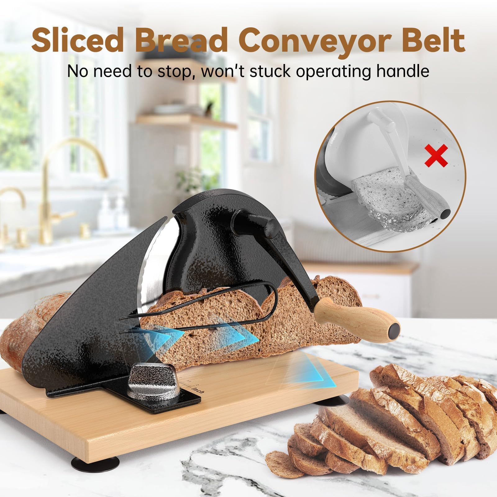 Cortador de pan, cortador manual de ancho ajustable para masa madre casera, sándwiches y tostadas, herramienta de cocina versátil para rebanadas perfectas