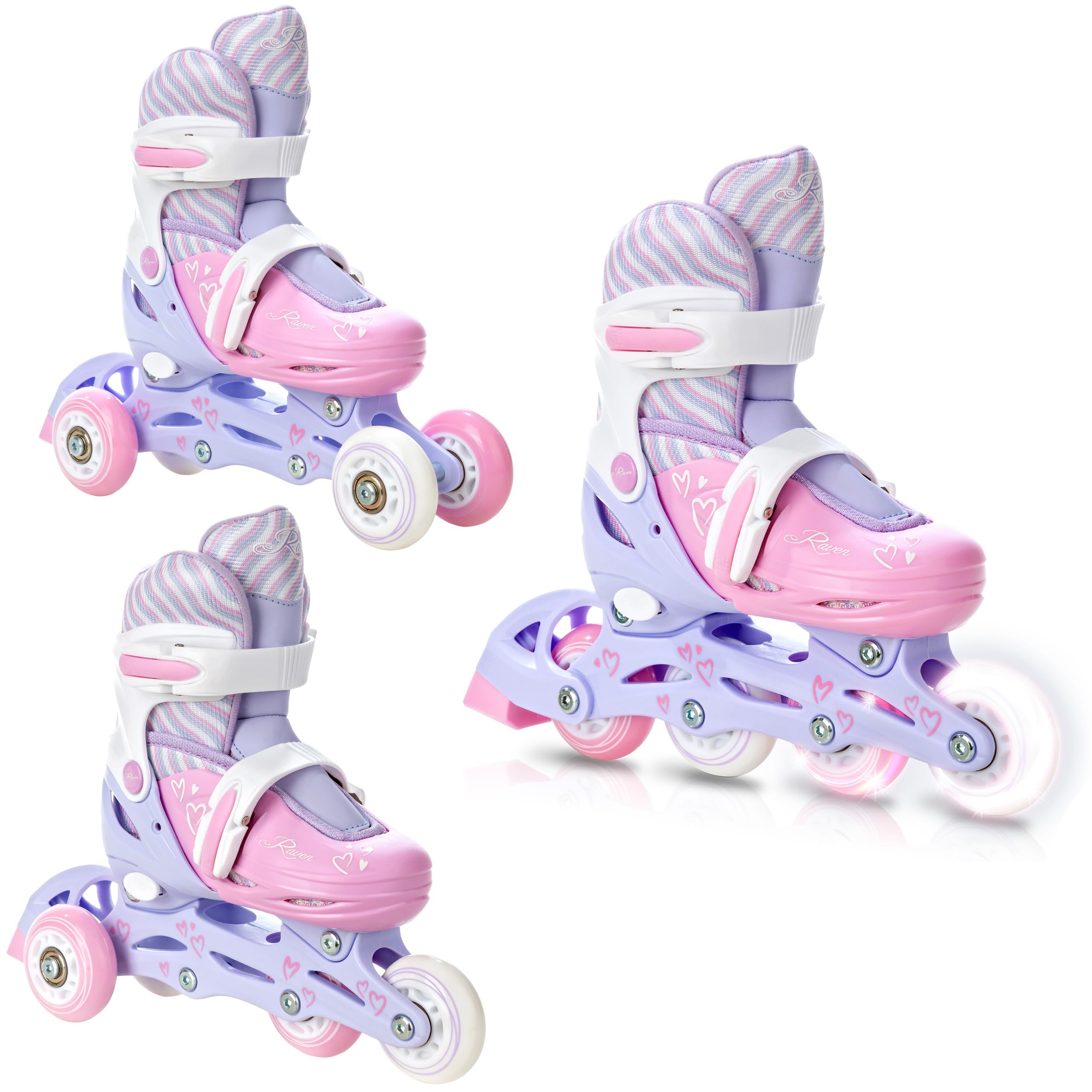 RAVEN 3in1 Inline Skates Triskates Rollschuhe Inliner für Kinder Mädchen verstellbar