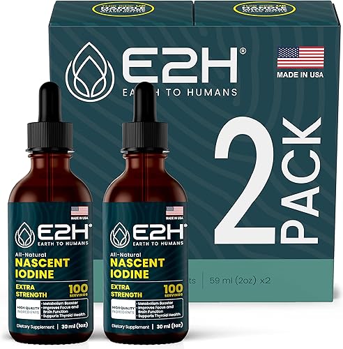 E2H - Yodo líquido vegano - Soporte tiroideo y función cognitiva - Aumenta tu metabolismo y niveles de energía - Vegano - Sin OMG (2 botellas)