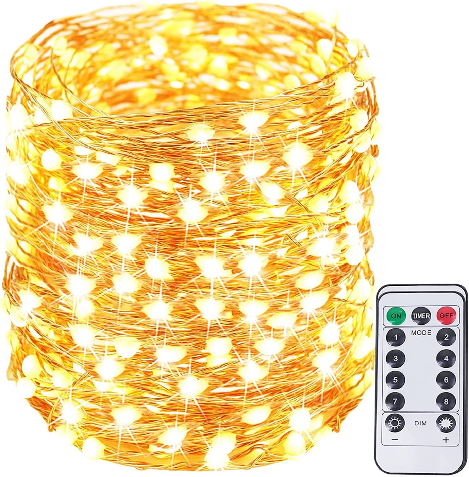 2 PACK Fairy String Lights 10m,Pritzker Battery Operated 33Ft 100 LEDs Firefly Lights with Remote -8 Modes,Super Bright Fairy Lights Waterproof Copper Wire Christmas Lights for Bedroom Party Wedding