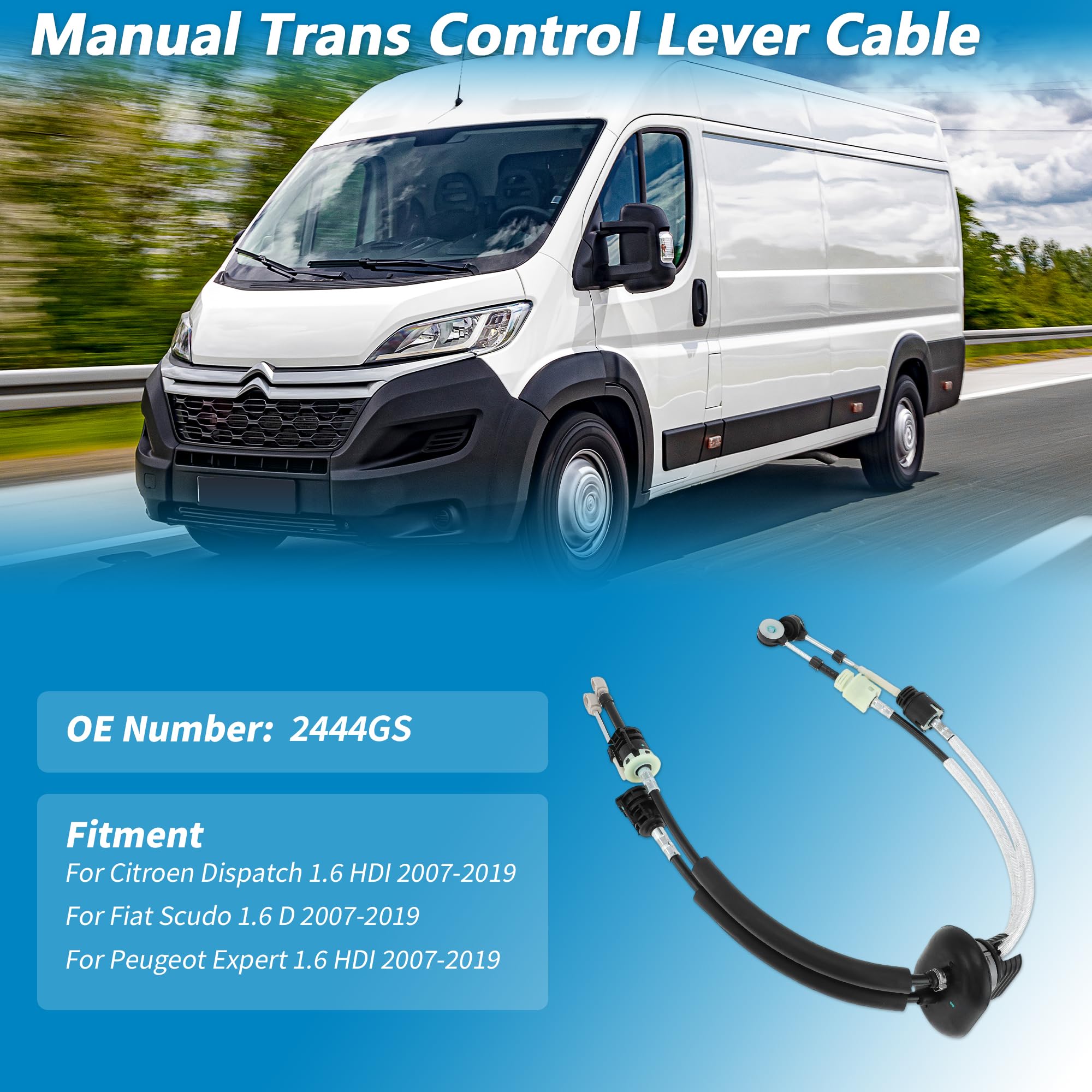 No.2444GS Cable De Cambio De Transmisión Manual Para Citroen Dispatch 1.6 HDI Para Peugeot Expert 1.6 HDI Para Fiat Scudo 1.6 D 2007-2019 Ensamblaje De Cable De Palanca