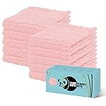 HIPHOP PANDA 10 Pack 6-Layers Muslin Burp Cloths Large - Durable 100% Cotton - Baby Essentials Extra Absorbent and Soft Boys & Girls Rags for Newborn Registry (Pink, 20 X10)