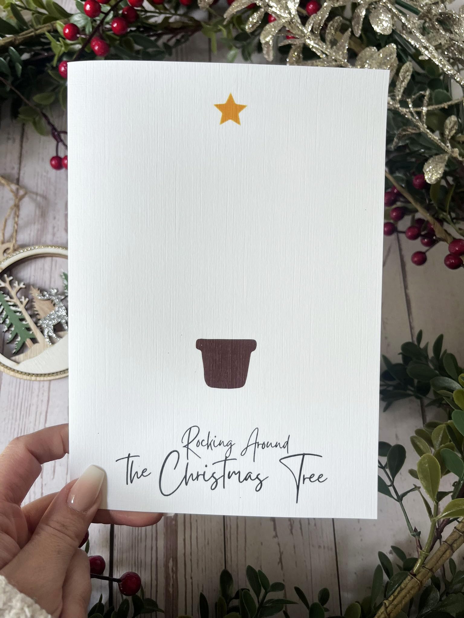 Baby Footprint Christmas Card for My First Christmas. Chrismas Wishes & Mistletoe Kisses. Perfect for Family & Friends. Unique Greeting Card (DIY Christmas Tree) - Image 4