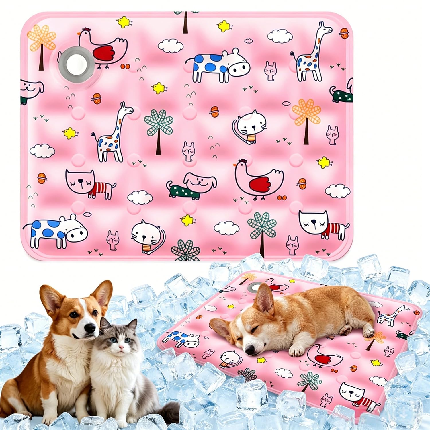 Dog Cooling Mat,Durable Pet Cool Mat for Dogs Cats,Foldable Durable Water Filled Model Cooling Mats,Non-Toxic Gel Self Cooling Pad for Dogs Cats,Great Pets Cool in Hot Summer (A, 40 * 30CM)