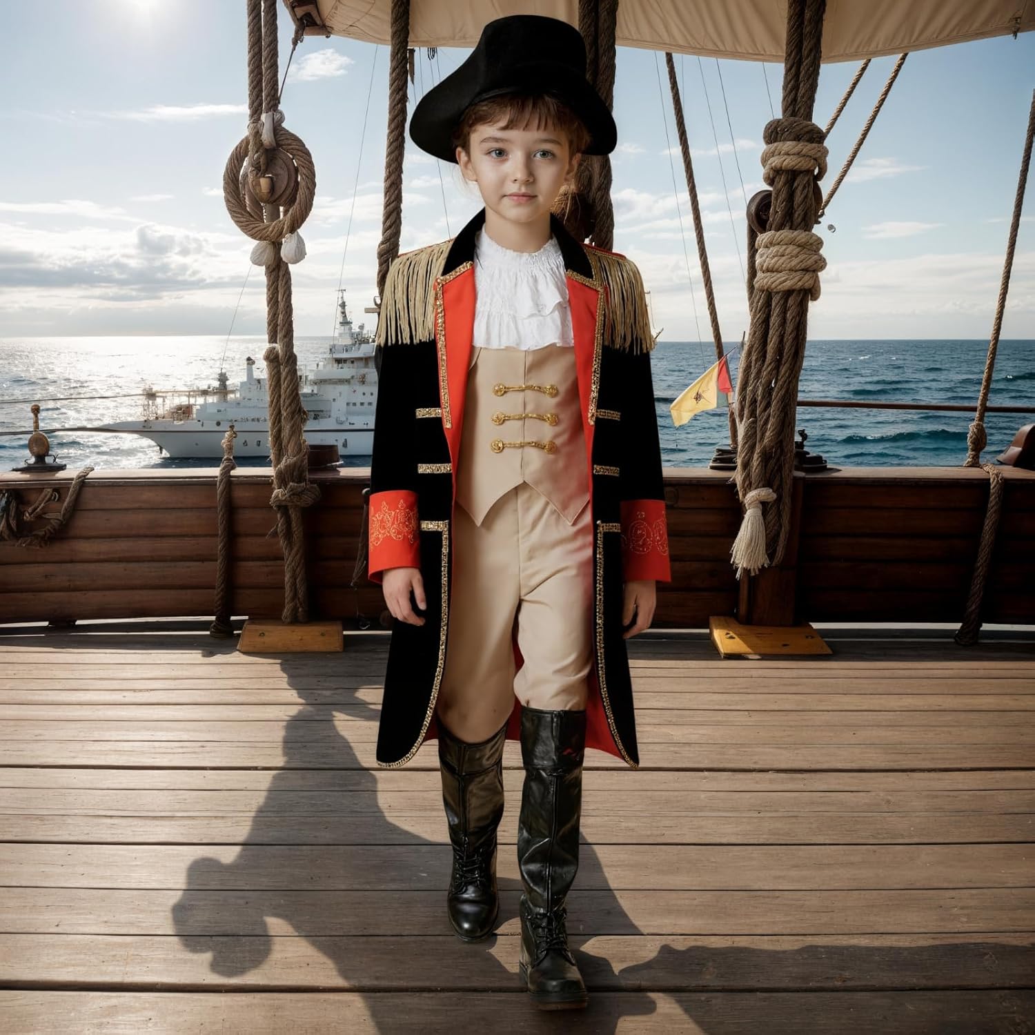 yolsun Napoleon Costume for Kids, Boys Founding Father Costume, Colonial Dress Up Set for Children - Image 5