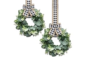 2 Pieces Black White Faux Kitchen Cabinet Wreaths for Door Window