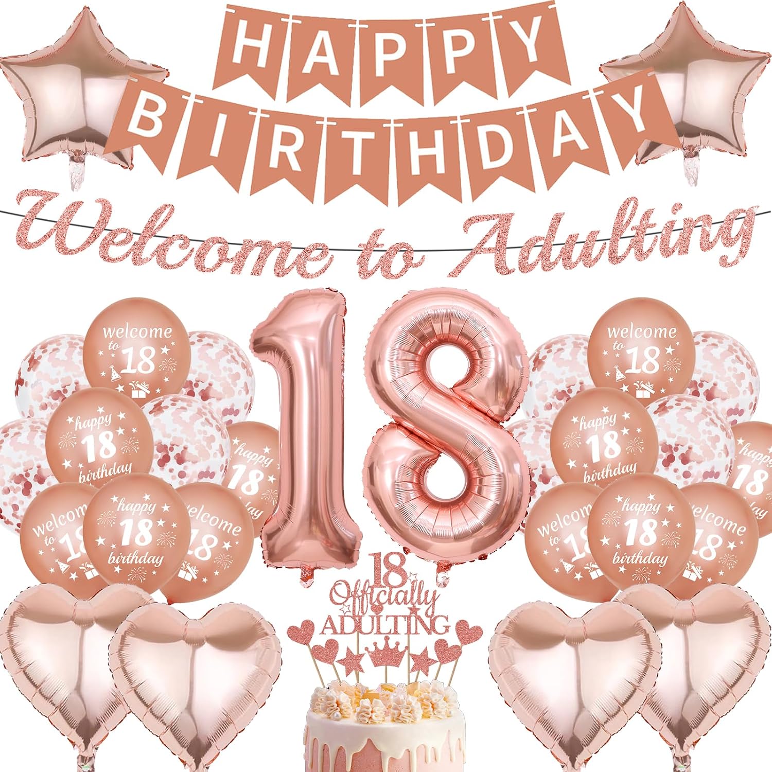 Deko 18. Geburtstag M Dchen Banner - 31 St ck Ros gold Happy Birthday Banner Mit Girlande Luftballons Tortendeko Ballon Zum 18. Jahre Banner F R M Dchen Party Geburtstagsdeko Dekoration
